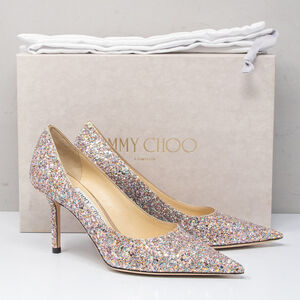 Jimmy Choo Love 85, Size 36.5 (6.5 US) Mochi Glitter Heels